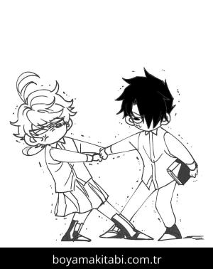 The Promised Neverland boyama sayfası – boyama etkinliği, çocuk aktivitesi