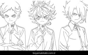 The Promised Neverland boyama sayfası – sanatsal çalışma, çocuklar için