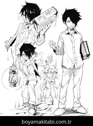 The Promised Neverland boyama sayfası – kolay boyama, eğitici aktivite