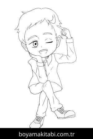 The Promised Neverland boyama sayfası – sevimli karakter, sanatsal çalışma