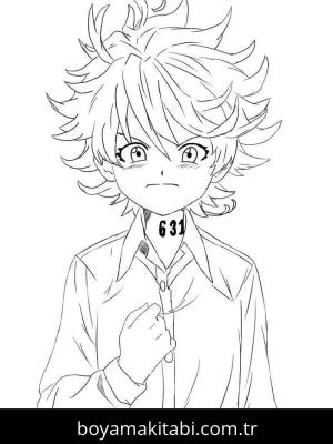 The Promised Neverland boyama sayfası – el becerilerini geliştirir, boyama çalışması