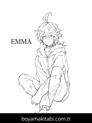 The Promised Neverland boyama sayfası – basit çizim, kolay boyama