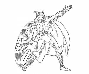 Thor boyama sayfası,  coloring page, Thor Çekiç Atmaya Hazırlanıyor, 