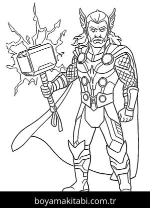 Thor boyama sayfası – keyifli zaman, renkli çizimler