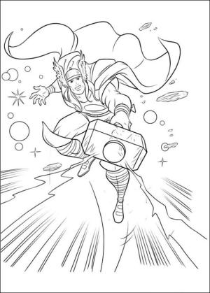 Thor boyama sayfası,  coloring page, Çizgi Film Thor Saldırısı, 