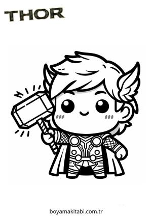 Thor boyama sayfası – kolay boyama, eğitici aktivite