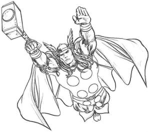 Thor boyama sayfası,  coloring page, Thor Uçan çizimi, 