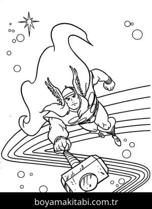 Thor boyama sayfası – çocuklar için, çizgi film temalı