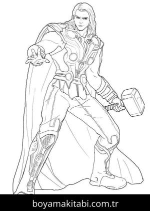 Thor boyama sayfası – sanatsal çalışma, çocuklar için