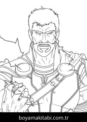 Thor boyama sayfası – çizgi film temalı, basit çizim