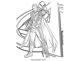 Thor boyama sayfası – sevimli karakter, sanatsal çalışma