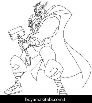 Thor boyama sayfası – renkli çizimler, okul öncesi