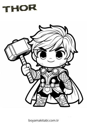 Thor boyama sayfası – kolay boyama, eğitici aktivite