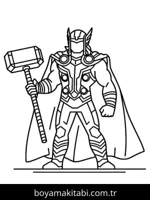 Thor boyama sayfası – eğlenceli etkinlik, el becerilerini geliştirir