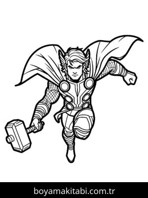 Thor boyama sayfası – renkli çizimler, okul öncesi