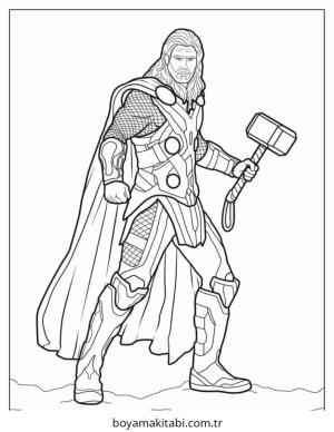 Thor boyama sayfası – eğlenceli etkinlik, el becerilerini geliştirir