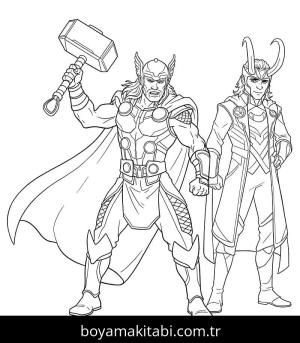 Thor boyama sayfası – basit çizim, kolay boyama