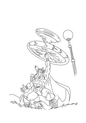 Thor boyama sayfası,  coloring page, Thor Gücünü Gösteriyor, 