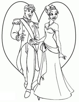 Tiana boyama sayfası,  coloring page, Prenses Tiana ve Prens, 