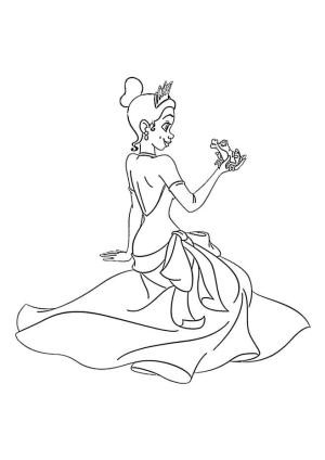 Tiana boyama sayfası,  coloring page, Kurbağa ile Prenses Tiana, 