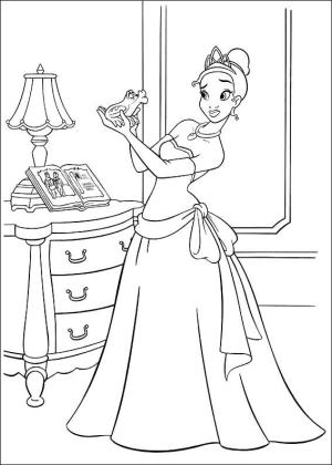 Tiana boyama sayfası,  coloring page, Prenses Tiana Kurbağa Tutarak, 