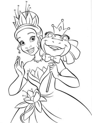 Tiana boyama sayfası,  coloring page, Prenses Tiana elinde Kurbağa Maskesi Tutuyor, 