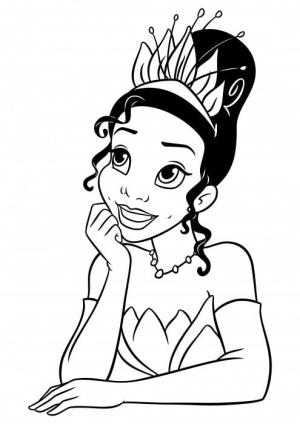 Tiana boyama sayfası,  coloring page, Prenses Tiana Düşünme, 