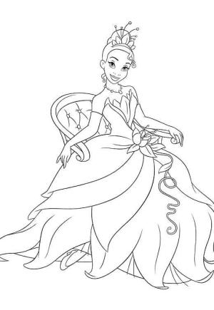 Tiana boyama sayfası,  coloring page, Sandalyede Oturan Prenses Tiana, 