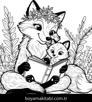Tilki boyama sayfası, Foxes coloring page, , 