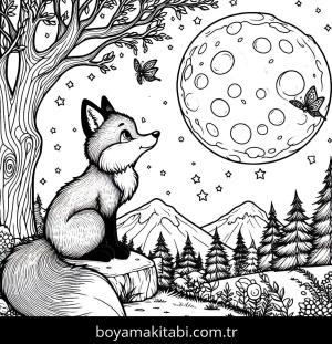 Tilki boyama sayfası, Foxes coloring page, , 