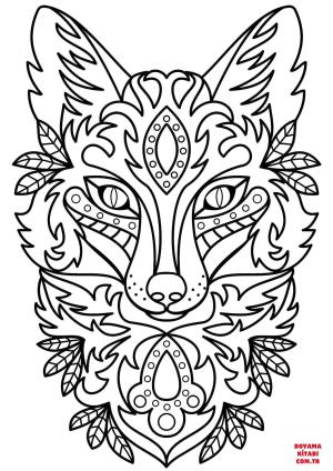 Tilki boyama sayfası, Foxes coloring page, , foxes zentangle fox head 