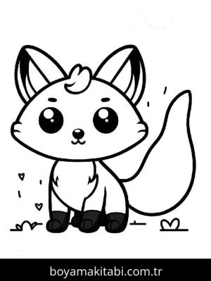 Tilki boyama sayfası – çizgi film temalı, basit çizim