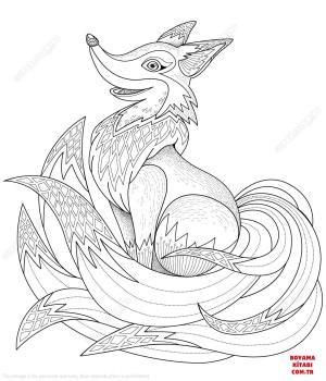 Tilki boyama sayfası, Foxes coloring page, , foxes adorable fox zentangle 