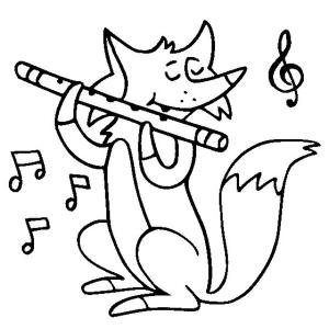 Tilki boyama sayfası, Foxes coloring page, Flütlü Tilki, 