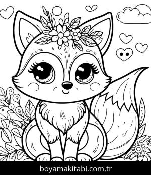 Tilki boyama sayfası, Foxes coloring page, , 