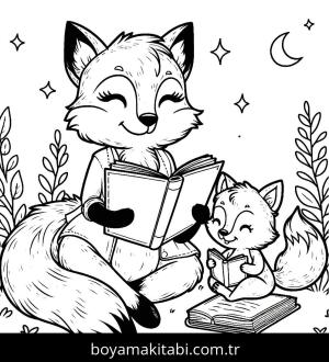 Tilki boyama sayfası, Foxes coloring page, , 