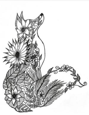 Tilki boyama sayfası, Foxes coloring page, Çiçek Tilki, 