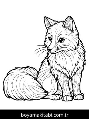 Tilki boyama sayfası – çizgi film temalı, basit çizim