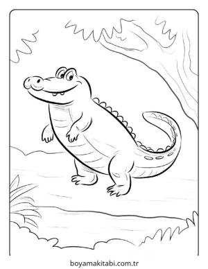 Timsah boyama sayfası – sevimli karakter, sanatsal çalışma