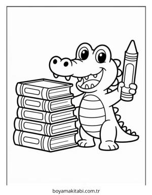 Timsah boyama sayfası – PDF indir, sevimli karakter