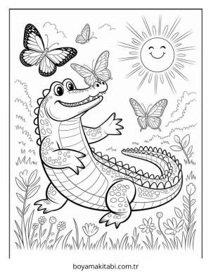 Timsah boyama sayfası – sevimli karakter, sanatsal çalışma