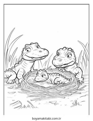 Timsah boyama sayfası – çocuklar için, çizgi film temalı