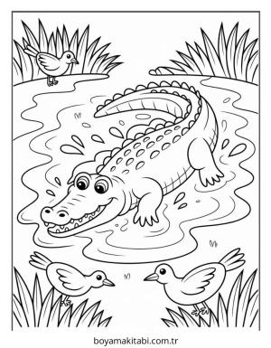 Timsah boyama sayfası – eğitici aktivite, yaratıcılık