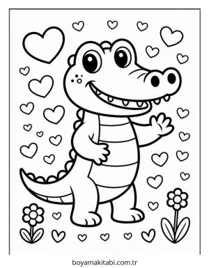 Timsah boyama sayfası – sevimli karakter, sanatsal çalışma