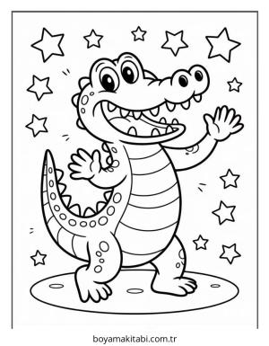 Timsah boyama sayfası – renkli çizimler, okul öncesi