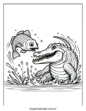 Timsah boyama sayfası – sanatsal çalışma, çocuklar için