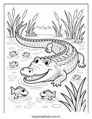 Timsah boyama sayfası – eğlenceli etkinlik, el becerilerini geliştirir