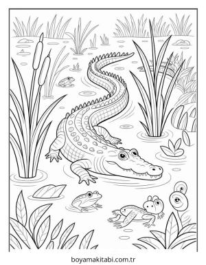 Timsah boyama sayfası – okul öncesi, evde etkinlik