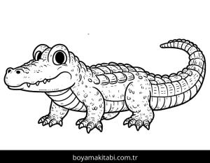 Timsah boyama sayfası – sevimli karakter, sanatsal çalışma