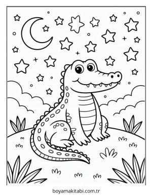 Timsah boyama sayfası – sanatsal çalışma, çocuklar için